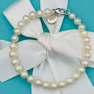Tiffany & Co. Retired SS Ziegfeld Pearl Bead Bracelet 7.5” EUC